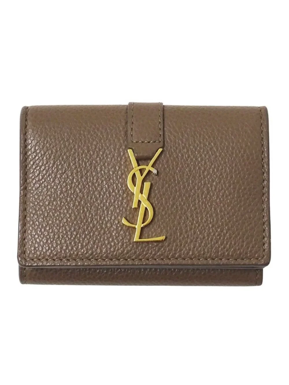 Saint Laurent Wallet Trifold Leather Top Logo Mini Small - Picture 1 of 13